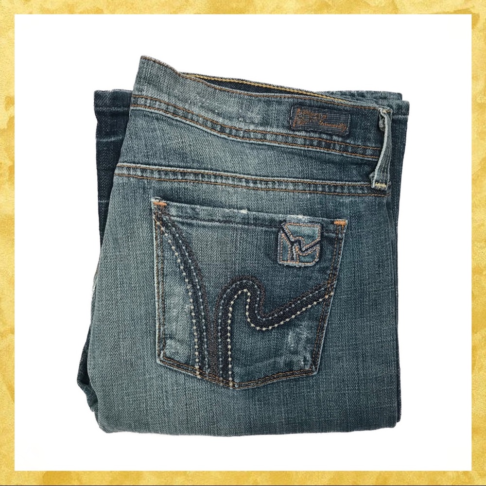 Unique CoH Ingrid Low Waist Flare Distressed Jeans